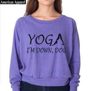 Yoga I’m  Down Dog Graphic Print Sweater MED